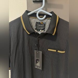 Denim & Flower. Black with gold details polo.